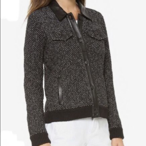 Rag & Bone Knit Leather Trim Jacket - Picture 4 of 5